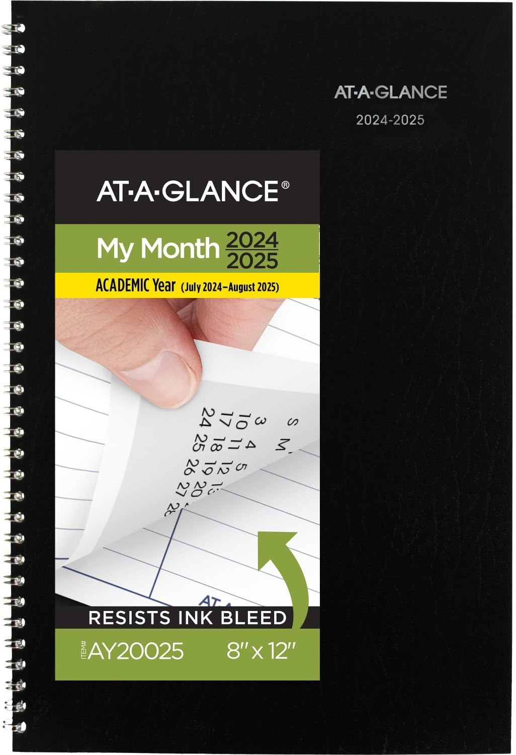 AT-A-GLANCEPlanner 2024-2025 Academic, Monthly, 8" x 12", Large, Flexible Cover, DayMinder, Black (AY200)