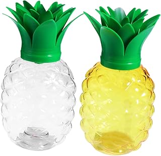 2個 ストローふた付きパーティーカップ ストローカップ ドリンク コップ 水グラス ウイスキー 付きパイナップル パイナップル型の 再利用可能