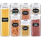 Air-Tight Food Storage Container Set - MCIRCO 7 Pieces Set Food Container with Bonus 20pcs Chalkboard Labels - Durable Plastic BPA Free - Easy Lock Lids to Keep Food Fresh