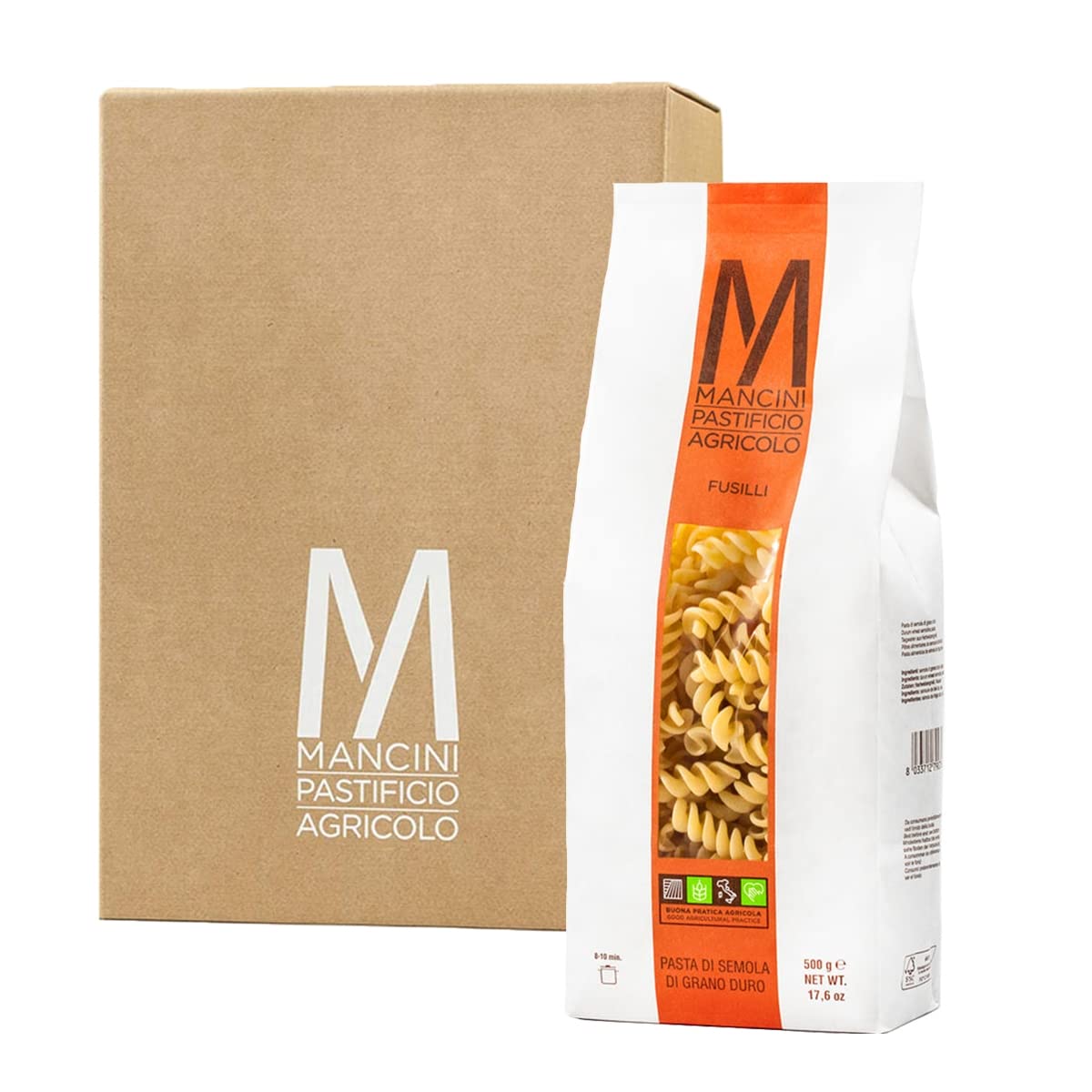 Mancini Pastificio Agricolo - Fusilli 500 gr - Caja de 12 paquetes