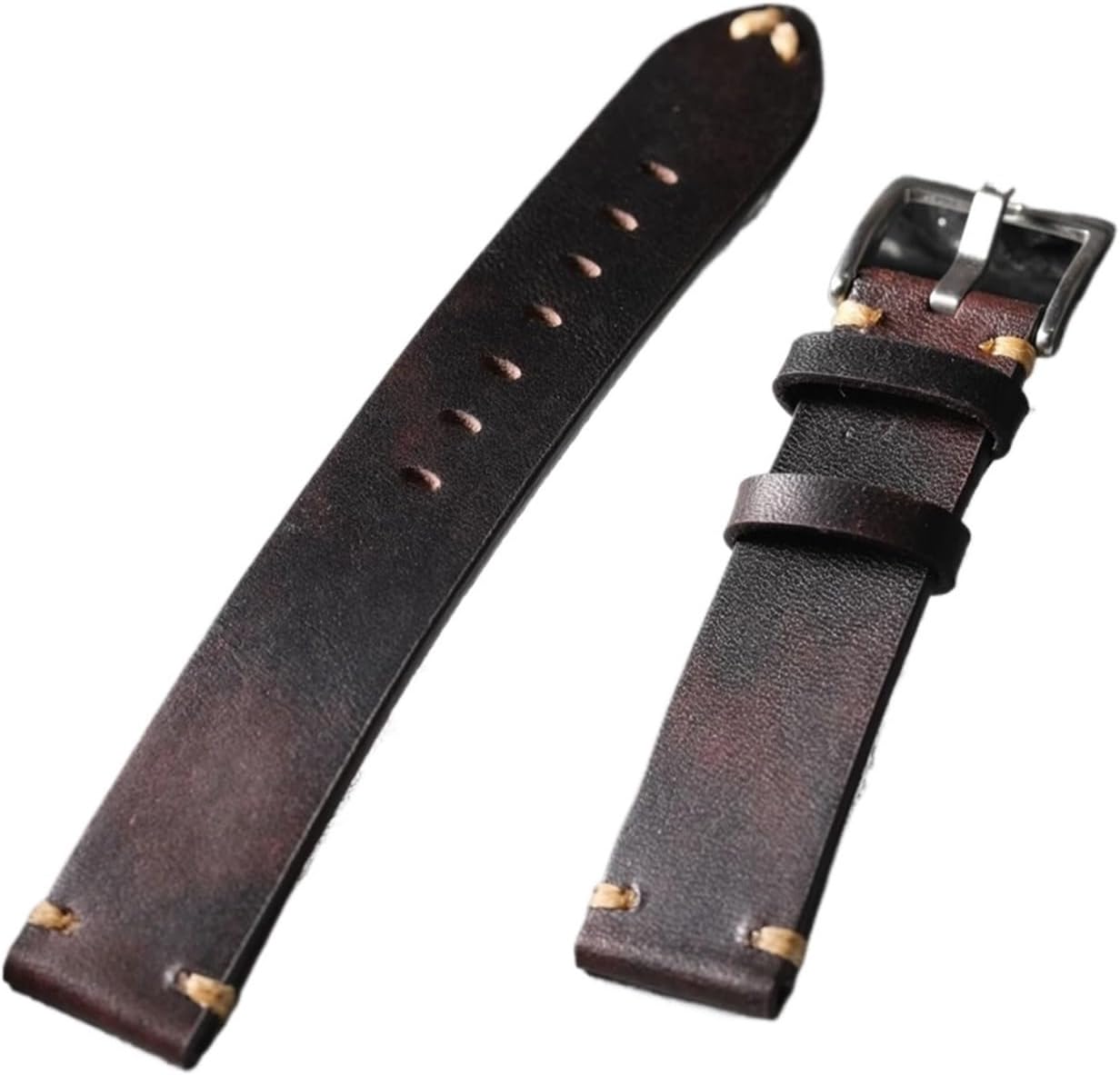 yingyingjia Handmade Italian Top Layer Cowhide Watchband 18MM 19MM 20MM 21MM 22MM,Vintage Distressed Leather Strap, Magic Style