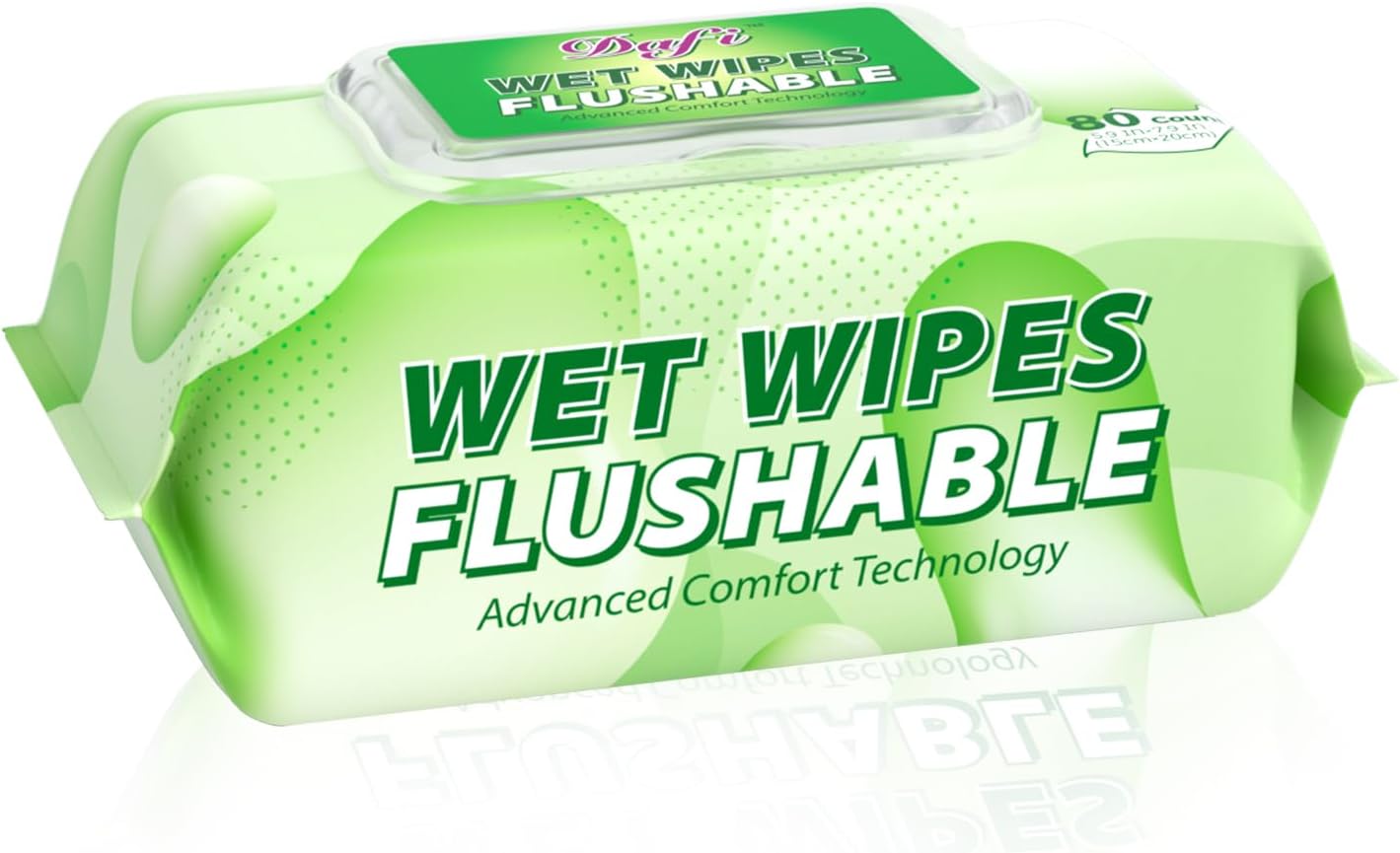 DAFI Flushable Wipes for Adult Wet Wipes,80 Count Unscented Toilet