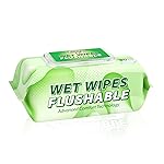 DAFI Flushable Wipes for Adult Wet Wipes,80 Count Unscented Toilet Wipes Flushable, No Alcohol & 100% Plant Based Fibers, Septic and Sewer Safe pack of 1