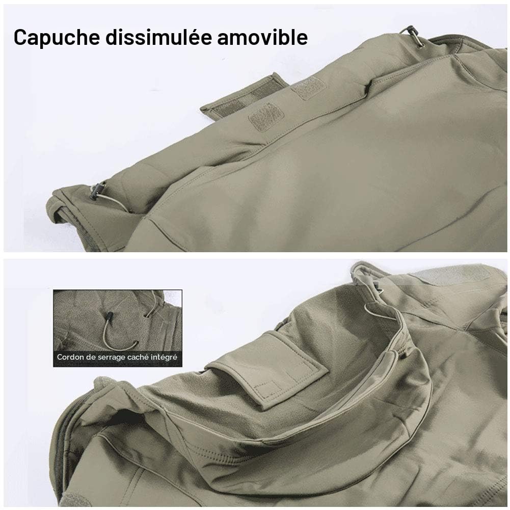 MakingDa Vestes imperméables pour hommes Manteau à capuche décontracté Softshell doublé polaire Vestes de course Tactique Travail militaire Pêche Chasse Escalade
