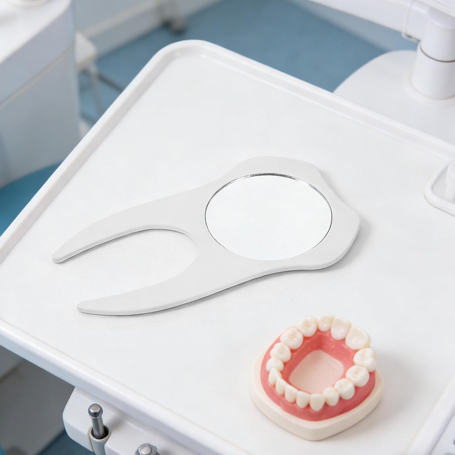 Yardwe Tooth Shaped Handheld Mirror with Handle for Precise Inspection of Teeth, Plastic and Glass Material, Small Dental Student Practice Mirror Suitable for Home Use and Barber Salon