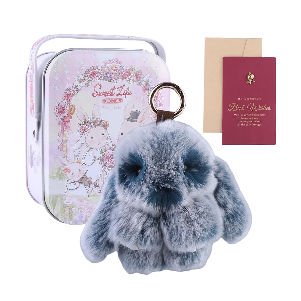 Bunny Lulu Keychain,Fluffy Bunny Trinket Key Chain Charm Car Key Pendant For Cute Fluffy Bunny Keychain Fluffy Pompon Bunny Doll Pendant