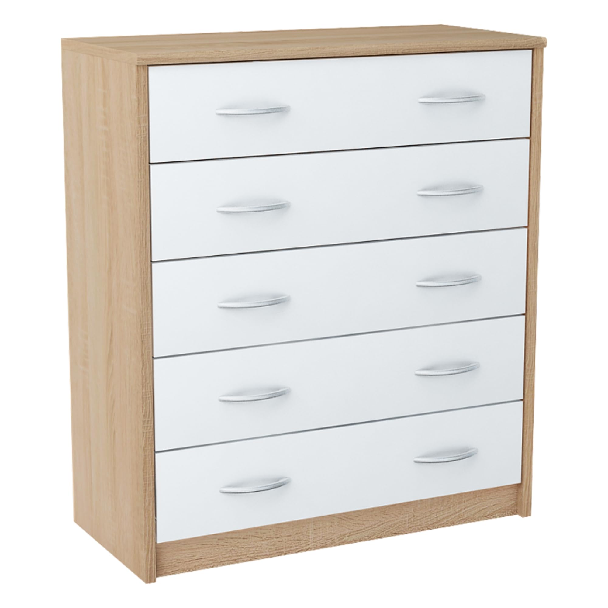 Schoenenkast Met 3 Kleppen, 1 Lade En 1 Deur - 90 X 25 X 121 Cm Spaanplaat En Metaal Wit