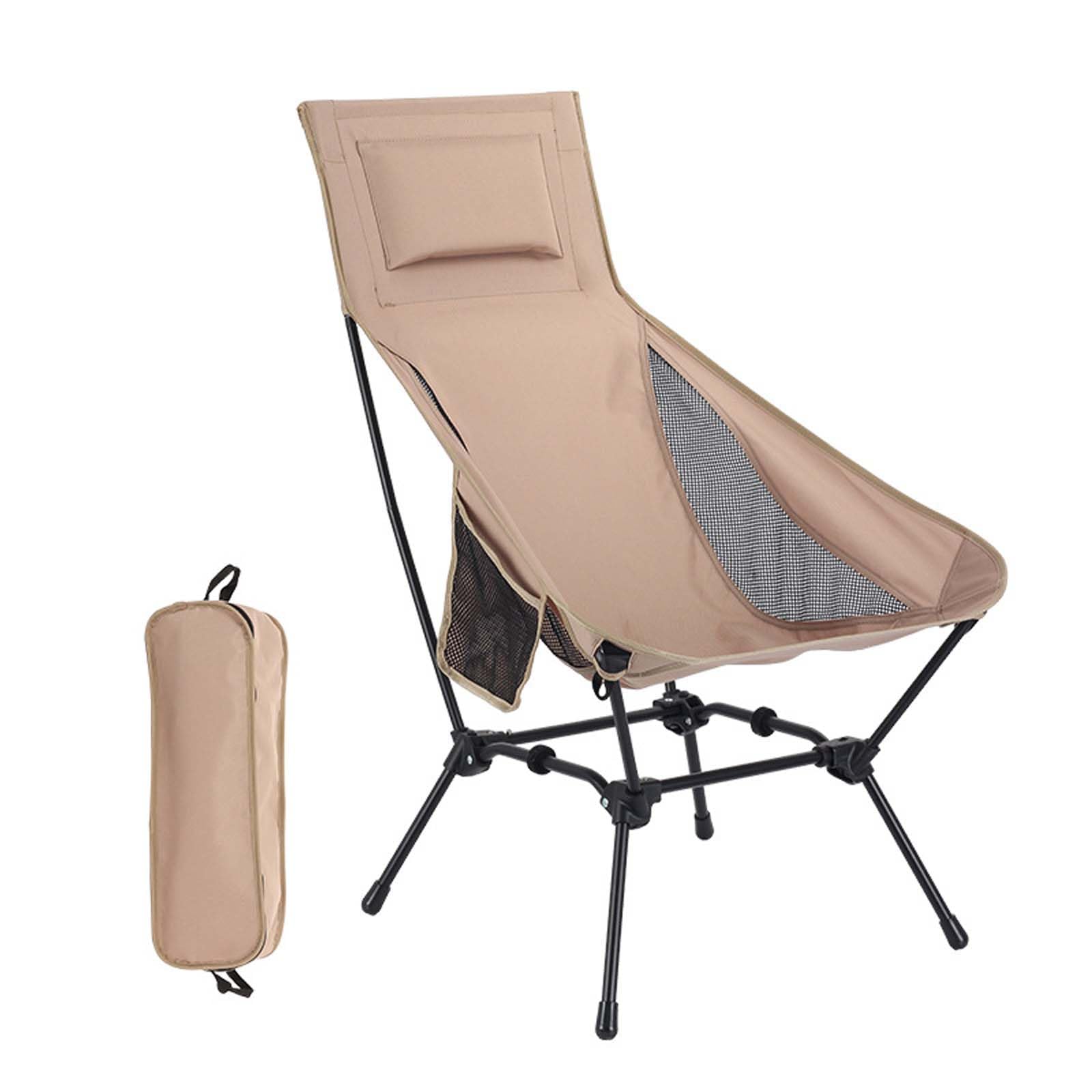 OlyPegic Sedia da campeggio con poggiapiedi quadrati, pieghevole, portata 120 kg, portatile, con tasca laterale, 2 livelli di altezza per campeggio, escursioni, picnic, pesca