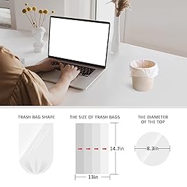 Teivio 1 Gallon 120 Counts Mini Strong Trash Bags 1-1.2 Gallon Garbage Bags,Small Waste Basket Liners,Bathroom Trash Can Bin Liners, Plastic Bags for home office kitchen, 4-5 Liters,Clear