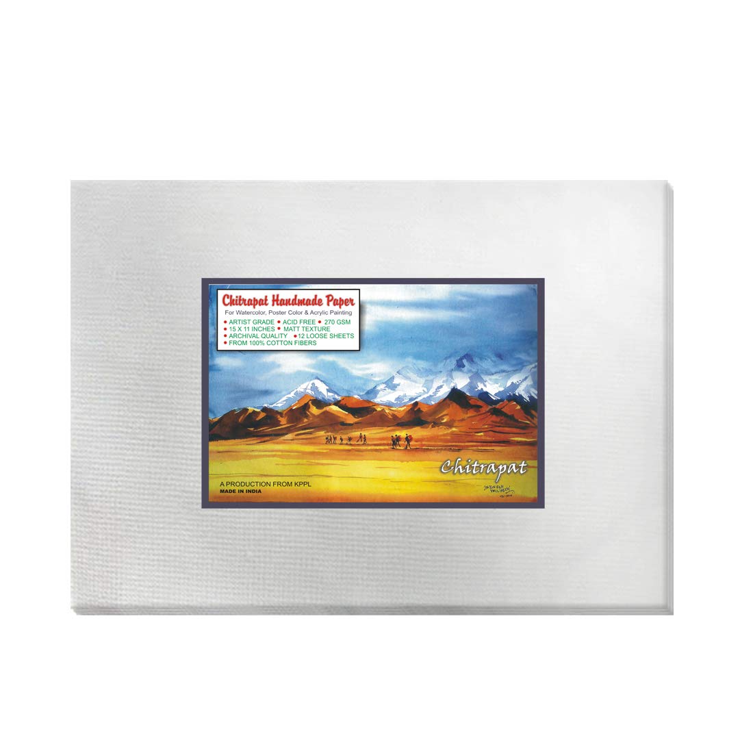 Chitrapat Handmade Watercolor Paper / NET (MAT) Textured Surface / Large / 270 GSM / Set of 12 Loose Sheets - for Watercolor/Acrylic/Gouache/Poster Color Painting (B09F36YTXP) Amazon Price History, Amazon Price Tracker