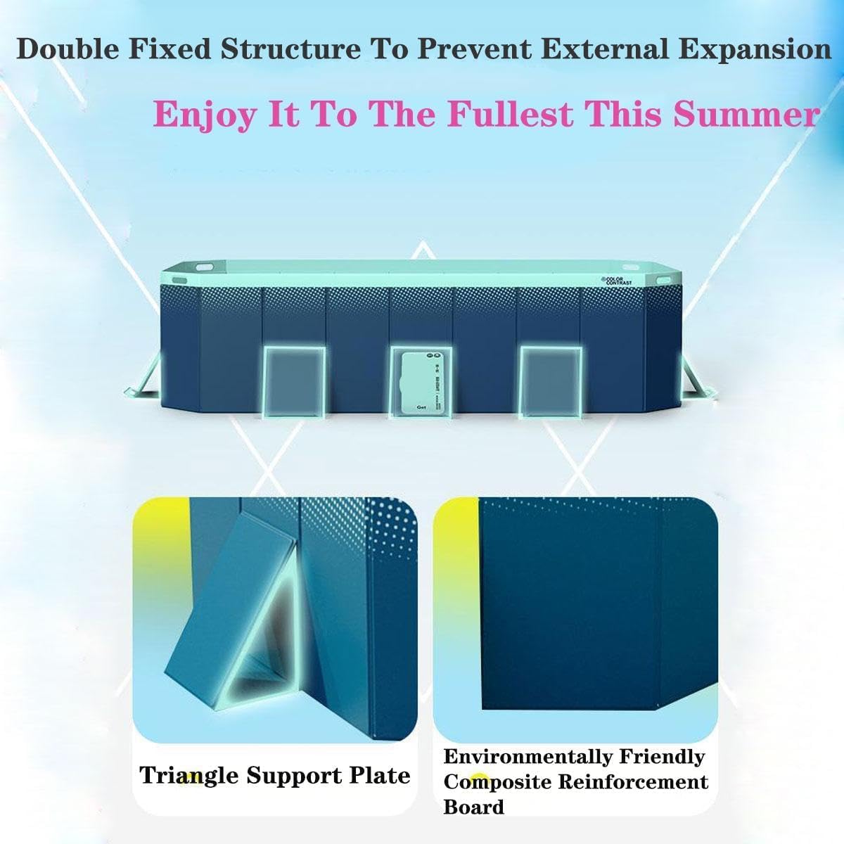 Piscina plegable no inflable, baño plegable portátil para niños y mascotas, diseño resistente a prueba de fugas con asa de transporte para jardín, balcón, camping, uso al aire libre