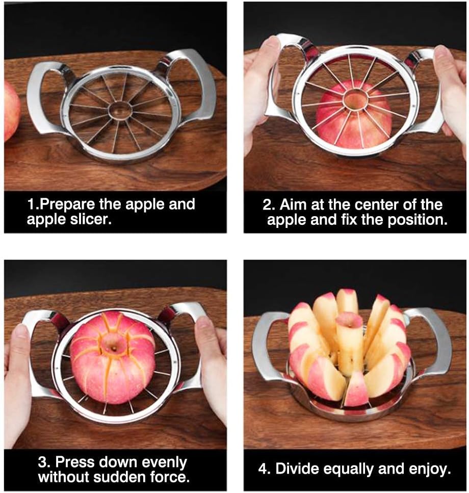 JOYIT Apple Slicer 8 Blade - Upgraded Ultra Sharp Stainless Steel Apple Cutter, Sturdy Large Apple Corer, Easy Grip Divider for Up to 4 Inches Apples Pears Potato Onion (8-Blade)