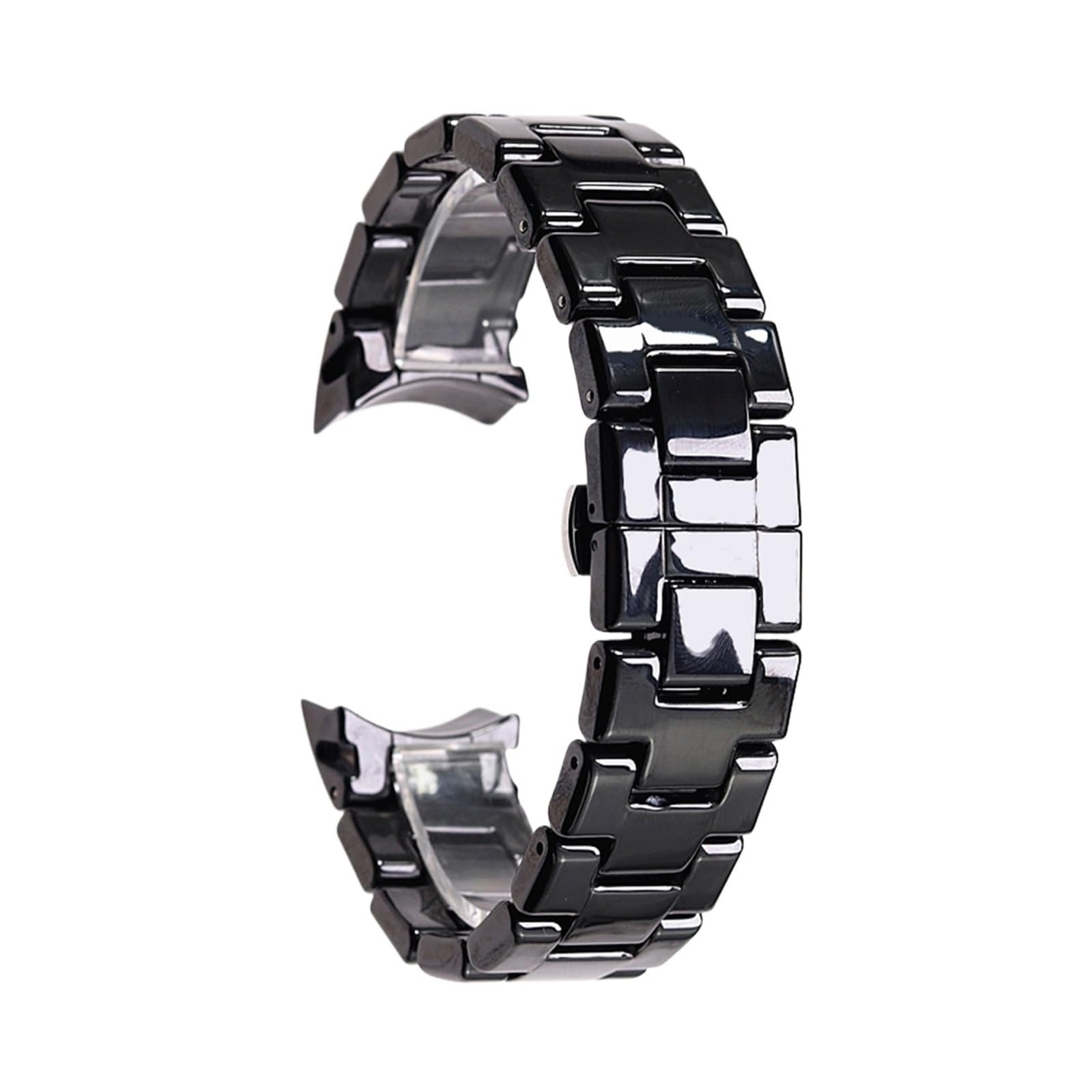 HMFANG 18mm 22mm Cinturino in Ceramica Compatibile con Orologio Armani AR1400 AR1410 AR1402 AR1401 Uomo Donna Cinturino Cinturino Nero Pulsante Farfalla Bianca