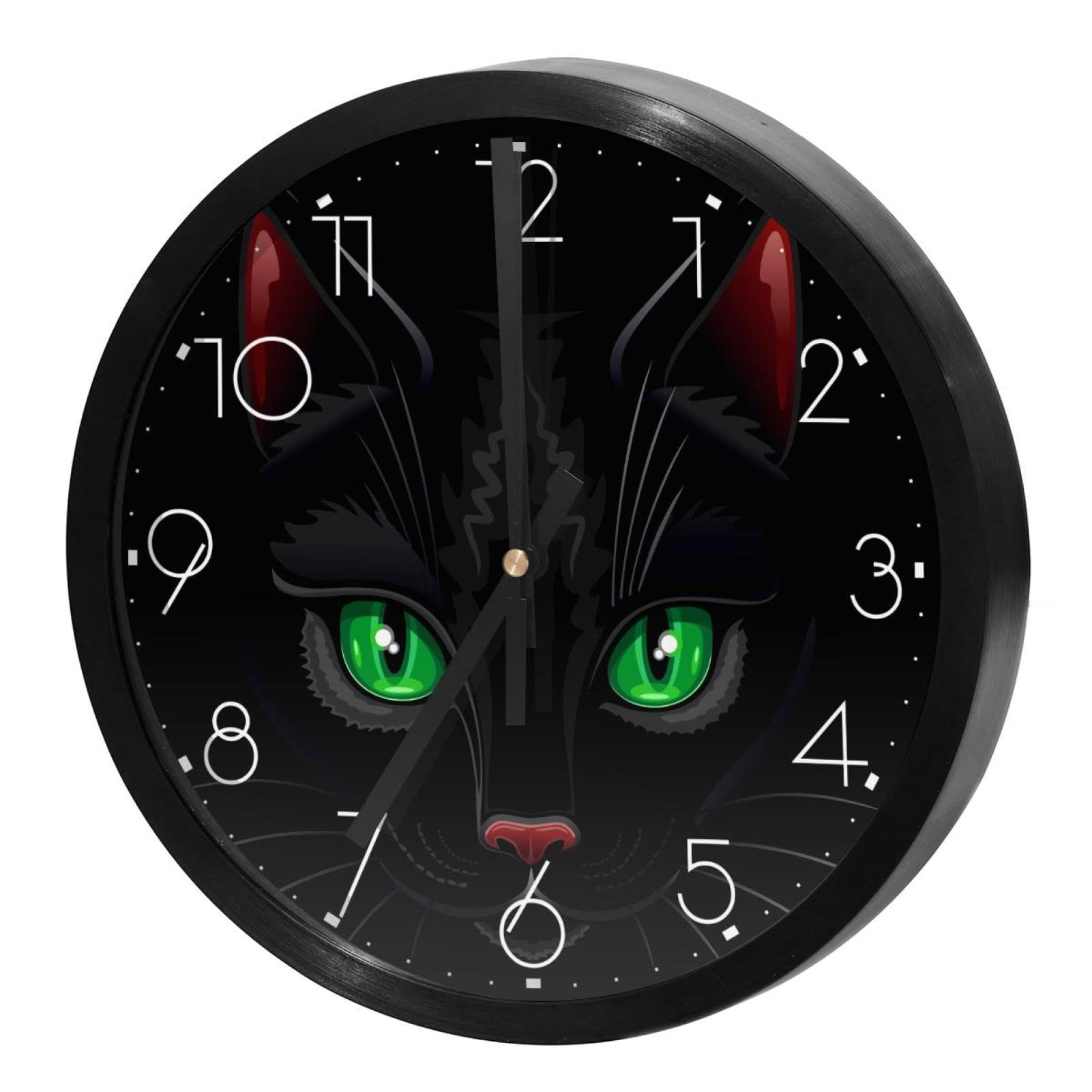 Horloge murale silencieuse chat léopard noir pour décoration école et maison