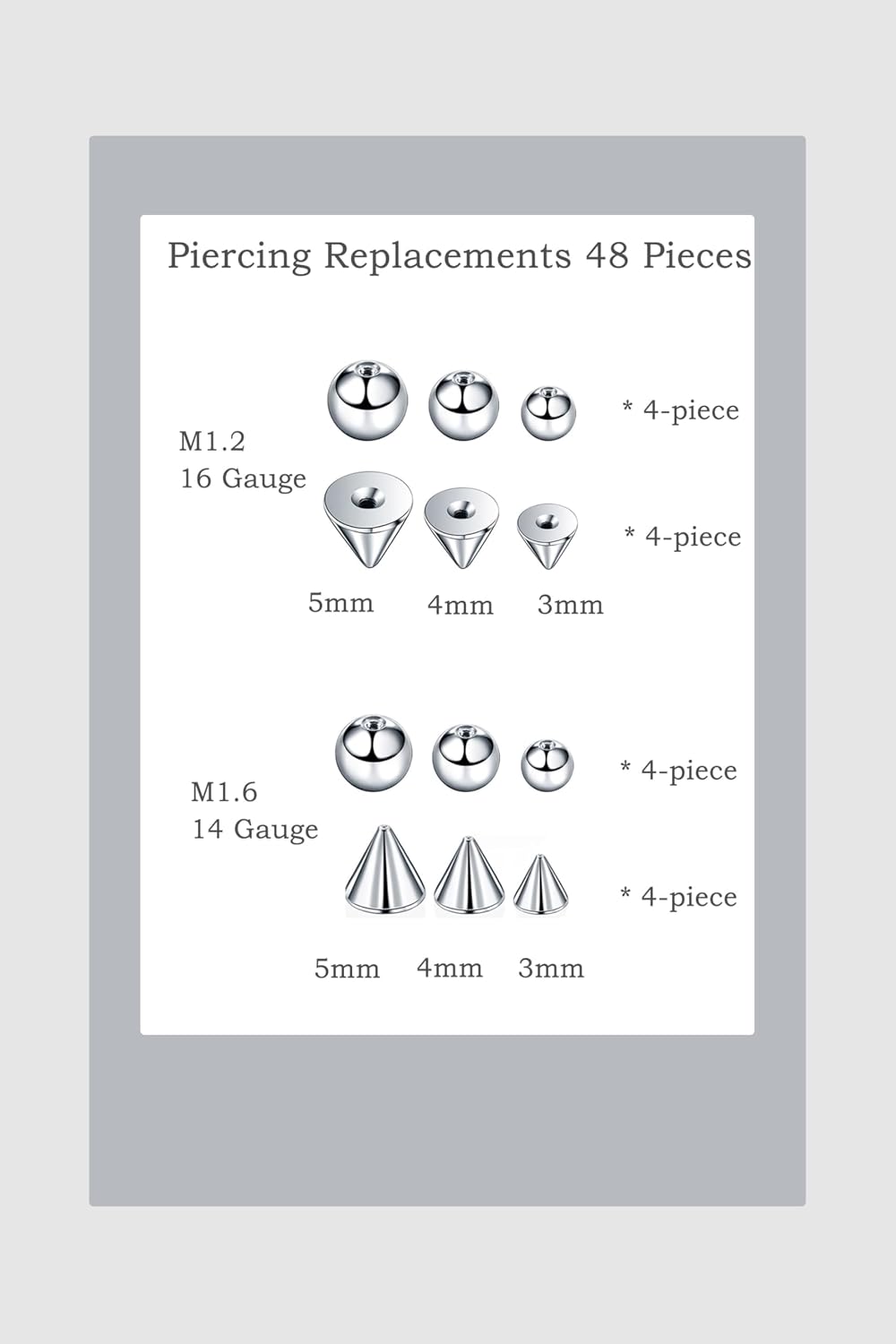 Replacement Piercing Balls Compatible for Externally Threaded Piercings and Piercing Ball Grabber Tool for Septum,Ear and Lip Piercings