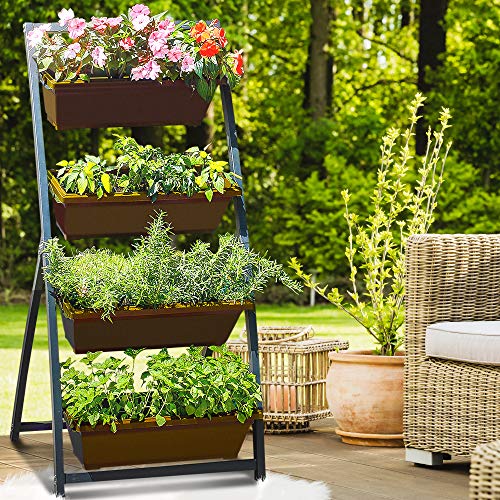4-Ft Raised Garden Bed - Vertical Garden Freestanding Elevated Planters 4 Container Boxes - Good for Patio Balcony Indoor Outdoor (1-Pack/Fernie)