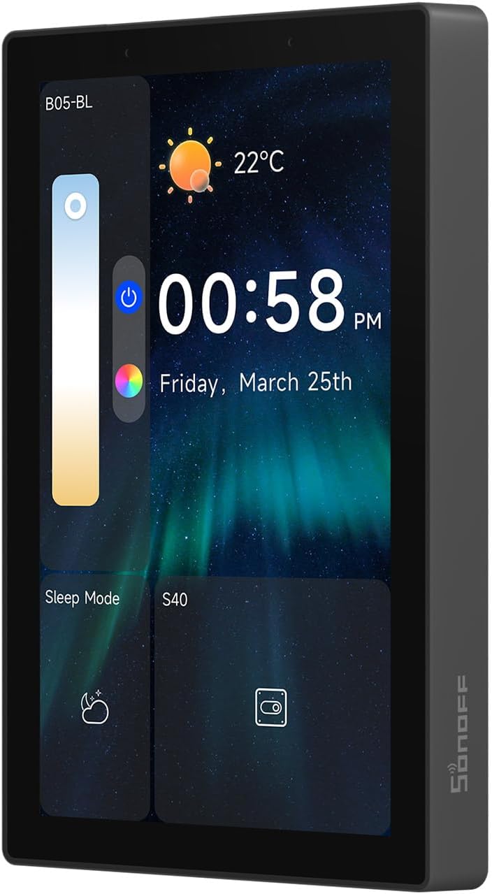NSPanel Pro 120 Smart Home Control Panel, Integrate Zigbee Gateway with Home Security, 4.7-inch large display with Monitoring energy use, Viewing cameras, Thermostat, Browsing the web(Black)