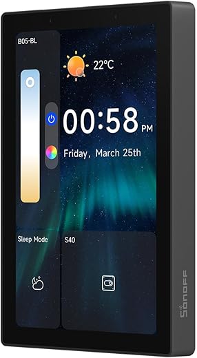 SONOFF NSPanel Pro 120 Smart Home Control Panel, Integrate Zigbee Gateway with Home Security, 4.7-inch large display with Monitoring energy use, Viewing cameras, Thermostat, Browsing the web(Black)