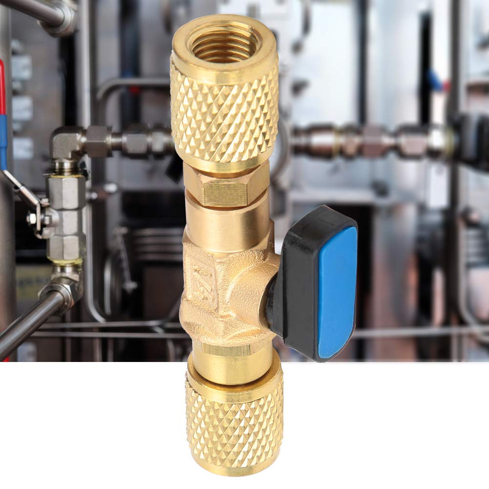 Queen.Y Valvola a Sfera Del Refrigerante G1 / 4 Condizionatore D'aria in Ottone Fine Adattatore per Valvola a Sfera Compatta con Mantenimento Della Pressione per Misuratore di Vuoto Del
