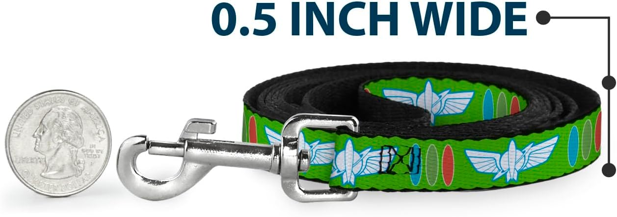 Buckle-Down Dog Leash Toy Story Buzz Lightyear Bounding Space Ranger Logo Buttons Available In Different Lengths And Widths For Small Medium Large Dogs and Cats, 6 Feet Long - 1" Wide