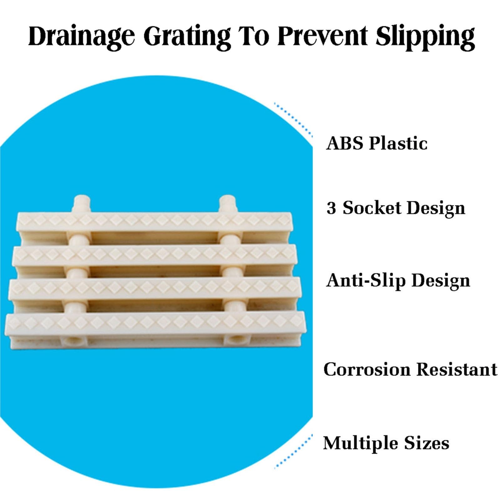 Griglie per Piscina, griglia di Scarico per Piscina Resistente - Copertura di Troppo Pieno in plastica Durevole, Soluzione di drenaggio a 3 Vie per vialetti, patii e terrazze (25x100 cm, Set