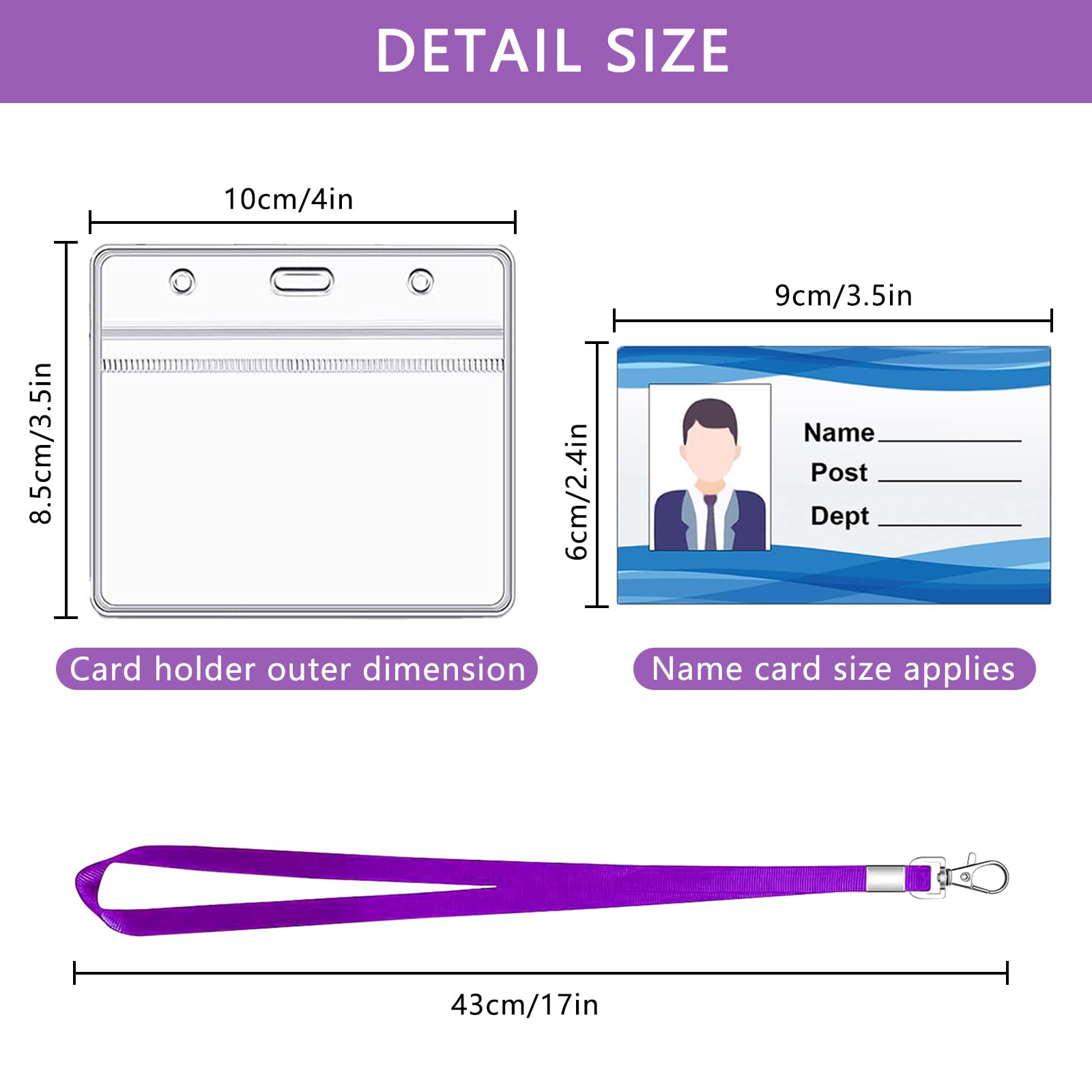 XHDA Purple 10PCS Lanyards for Neck with 10PCS Card Holder, Lanyard with Clear Plastic Card Holder for ID Card and Staff - Image 2