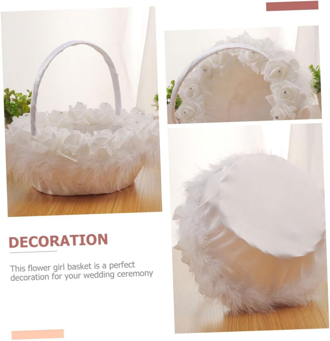 Wedding Flower Basket Handheld White Basket for Bride Ceremony Supplies for Wedding Events and Party Decor