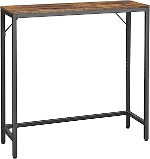 Narrow Console Table with 2 Support Bar, Small Entryway Table, Thin Sofa Table, Industrial Couch Table, Display Table, Side Table for Living Room, Bedroom, Sturdy and Stable, Rustic Brown