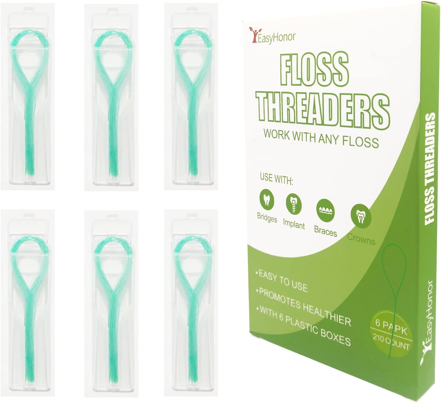Amazon.com : EasyHonor Dental Floss Threaders for Braces, Bridges, and ...