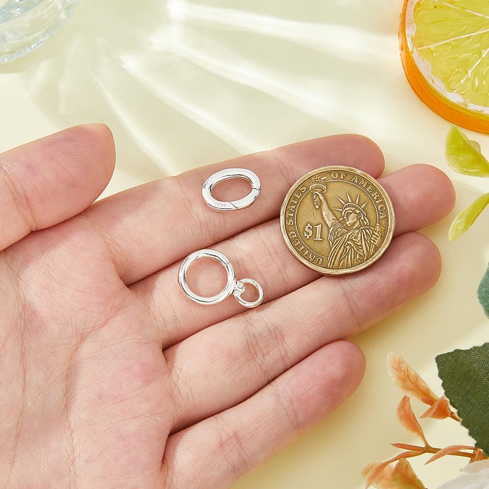 1Pcs Sterling Silver Round Swivel Clasps with Spring Gate Ring Closures Lobster Clasp Connector Round Clips Hooks Extenders for Women Necklace Bracelet Jewelry Making DIY Crafts