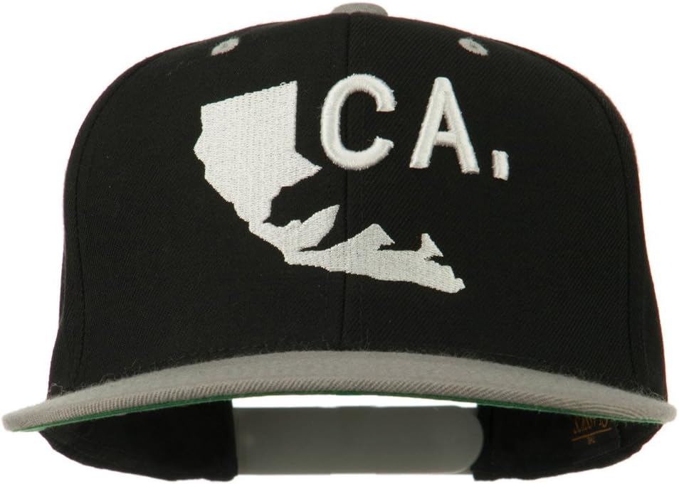 e4Hats.com 3D California Map Bear Embroidered Two Tone Snapback Cap