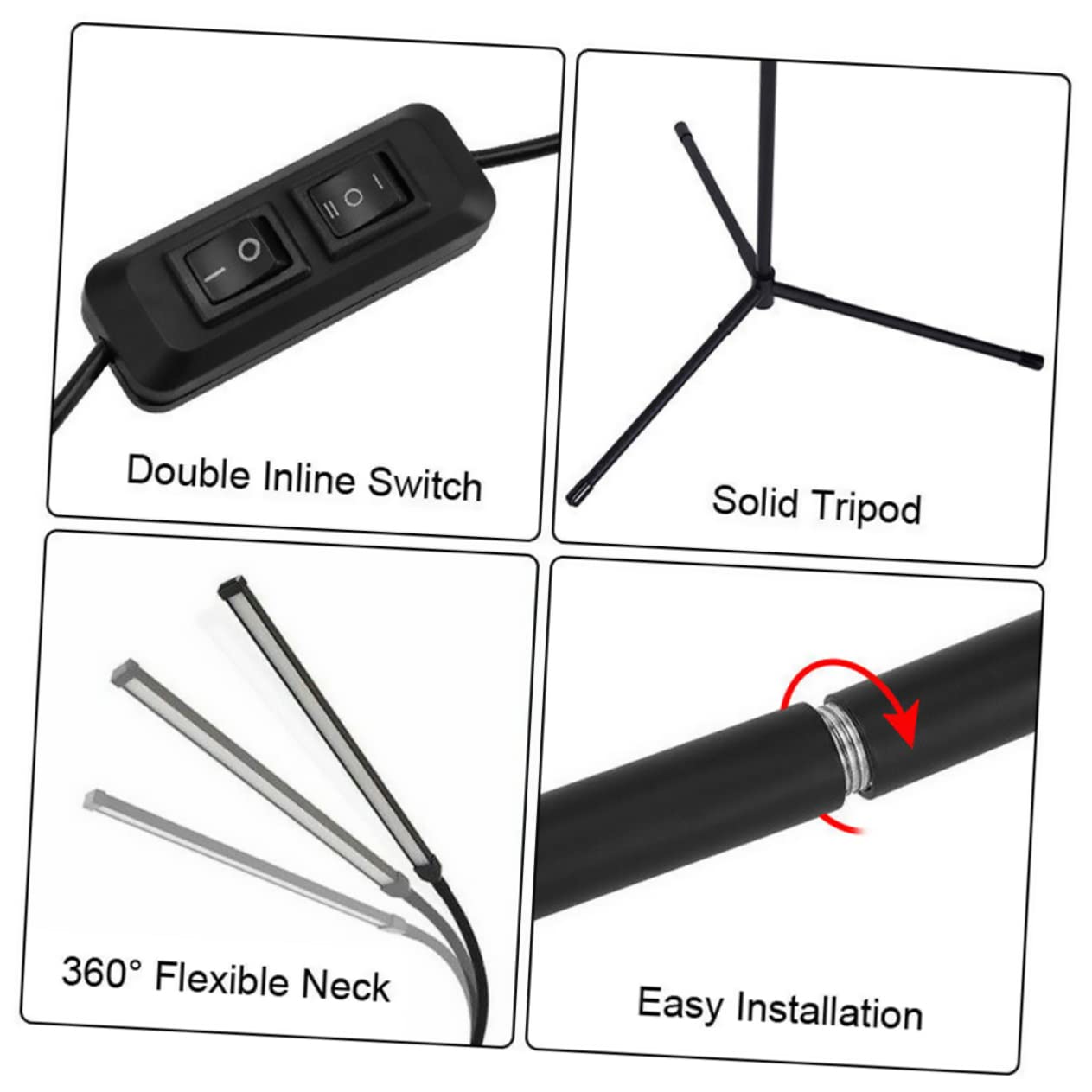 SHINEOFI 1 Ensemble Lampe de Lecture LED Flexible avec Clip Lampe de Bureau Dimmable Lampadaire Ajustable pour Chambre Salon