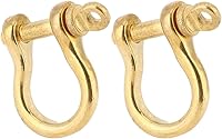 Vista 9 de 2 grilletes de latón, grillete de anclaje de 0.39 pulgadas, pequeño grillete sólido en U tipo D, conexión para llavero, llavero, pulsera, accesorios
