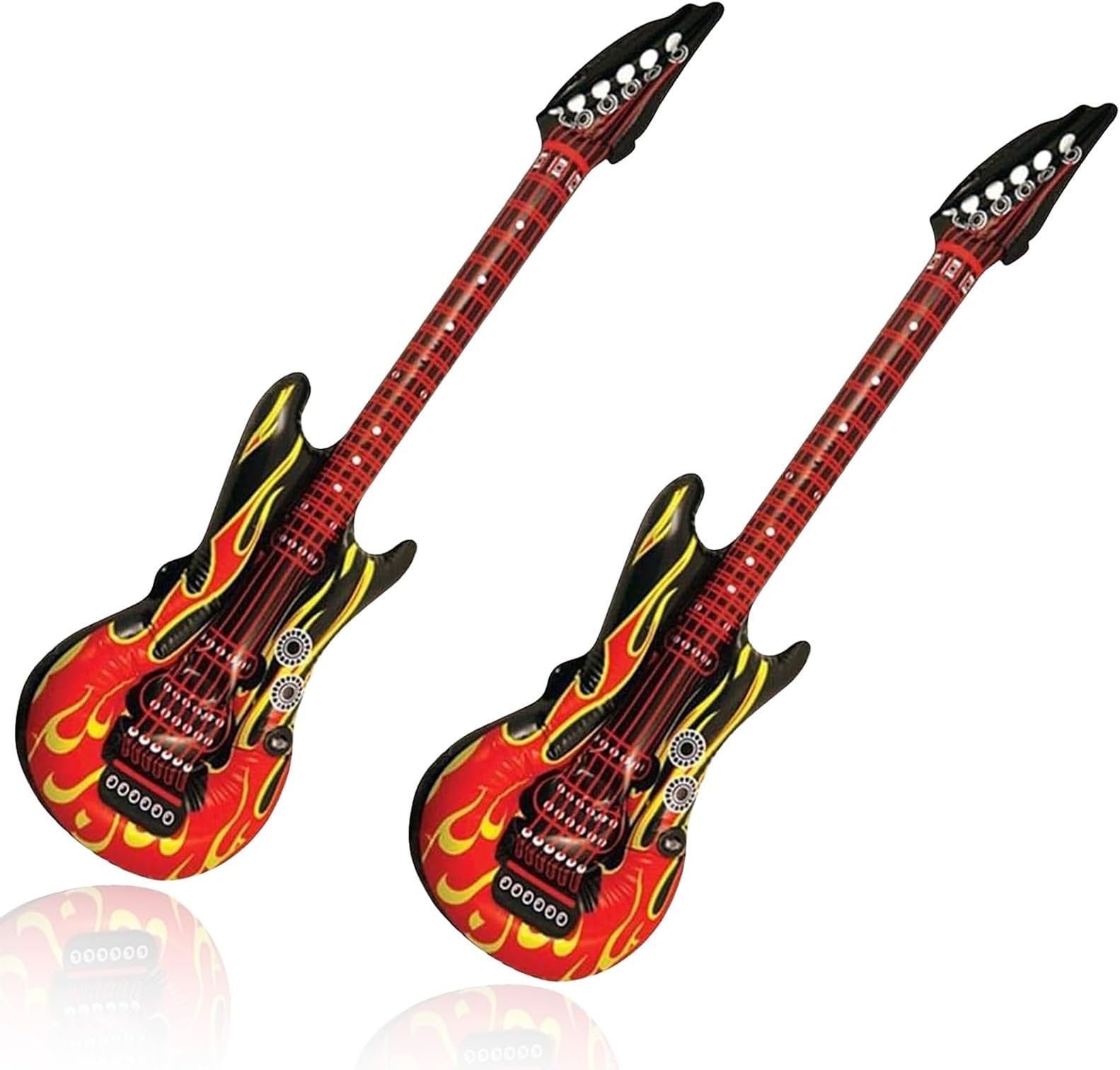 YALIYU 2 Pcs Inflatable Flame Guitar, Blow up Guitar, Dress Punk Rocker Party Accessories, Inflatable Rock Star Toy Set for 80s 90s Themed Carnival Party Fancy Dress Accessory