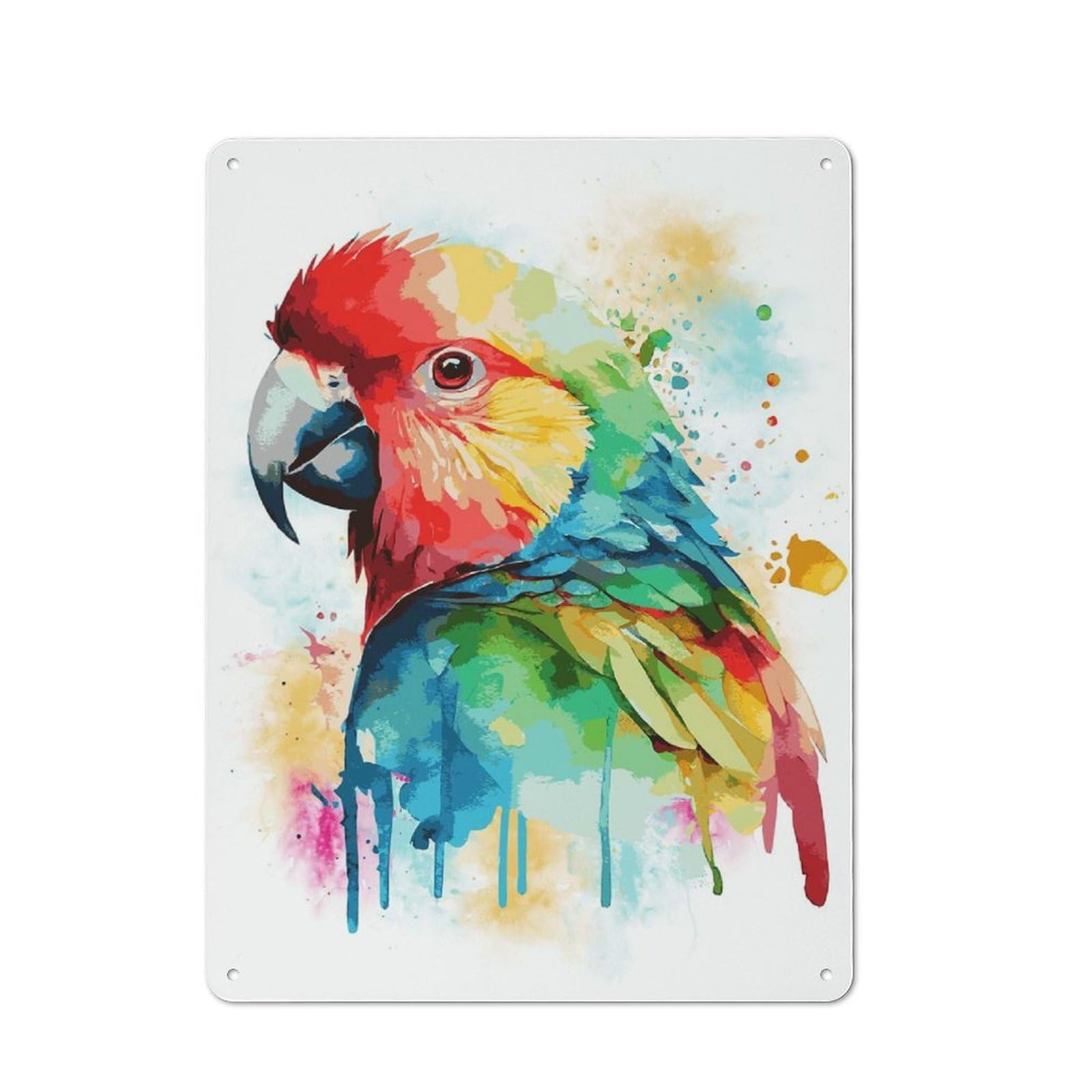 Junmoney Style-12 Colorful Parrot Painting Retro-Style Metal Sign 40X30cm For Garage Or Workshop, A Moving-Home Gift For Collectors Of Tin Signs
