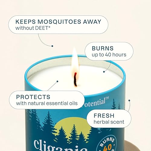 Miniatura 3 de Cliganic Vela natural repelente de mosquitos (tamaño grande de 22 onzas, paquete de 2)  Citronela, sin DEET con aceite esencial infundido para