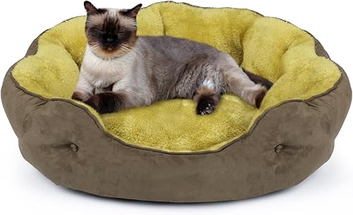 Miniatura 9 de Cama para perros pequeños de 20 x 19 x 6 pulgadas, cama ovalada lavable para interiores con parte inferior antideslizante y cojín extraíble, cama