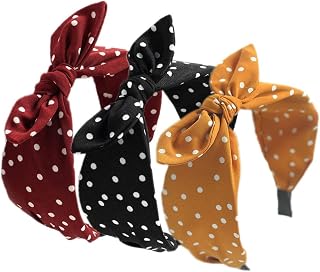 Cerchietto per capelli, 3 pezzi, da donna, largo, retrò, vintage, con nodo, in tessuto, per donne e ragazze (3dropbow)