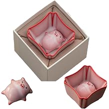 Ceramic Tea Pet Piggy Cartoon Tea Cup, Handmade Blow Bubbles Pig for Kungfu Gift Ceremony Figurine Decoration, Funny Gift Home Decoration Accessories pink-C