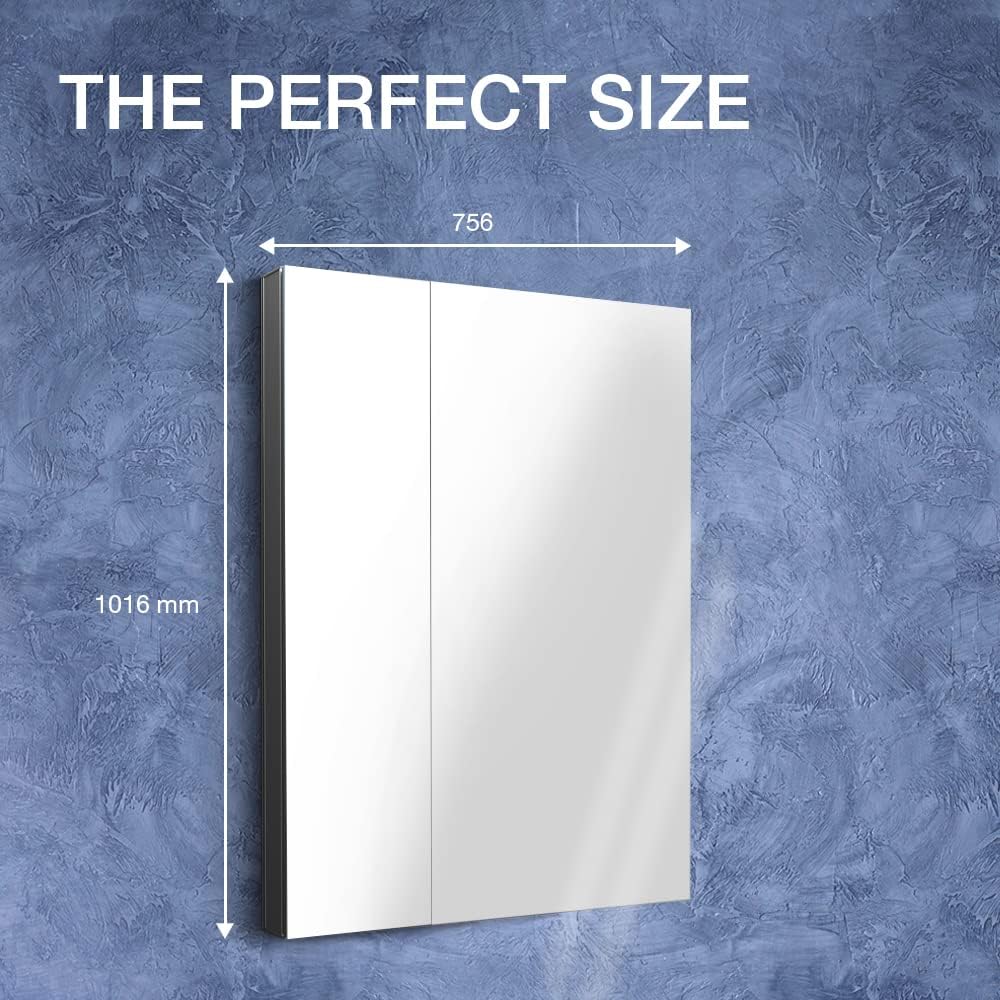 KOHLER K-81149-DA1 Maxstow Frameless Surface Mount Bathroom Medicine Cabinet, 30" x 40", Dark Anodized Aluminum