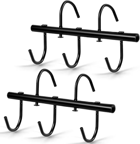 Dunzy 2 soportes negros con ganchos giratorios, organizador portátil de ganchos para bridas, para colgar en la habitación y los accesorios de