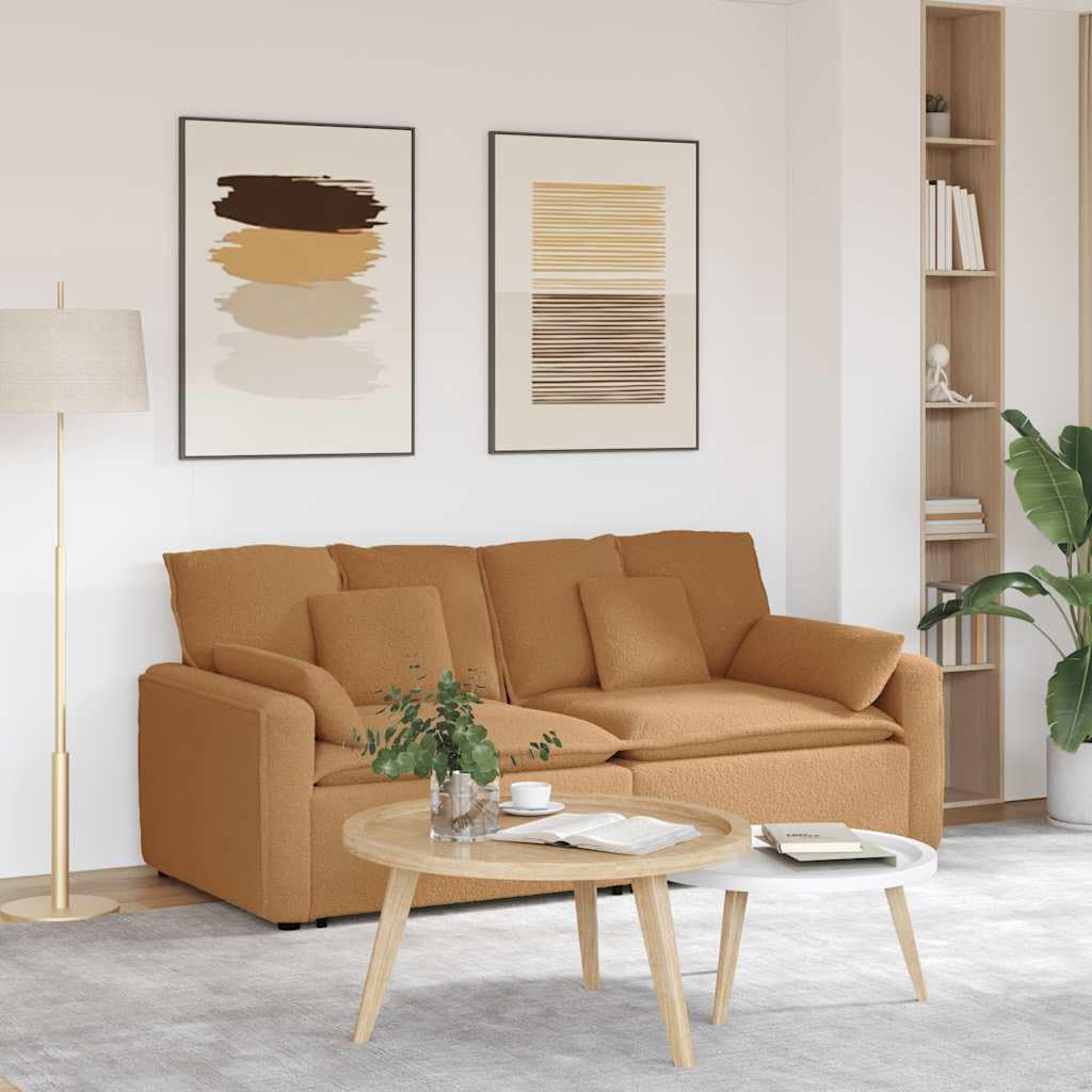 Sofá modular con cojín, color beige, 224 x 105 x 64 cm, sofá de 2 piezas con marco de metal, esquina tapizada con tejido de imitación de lana de cordero, sofá modular versátil para salón y