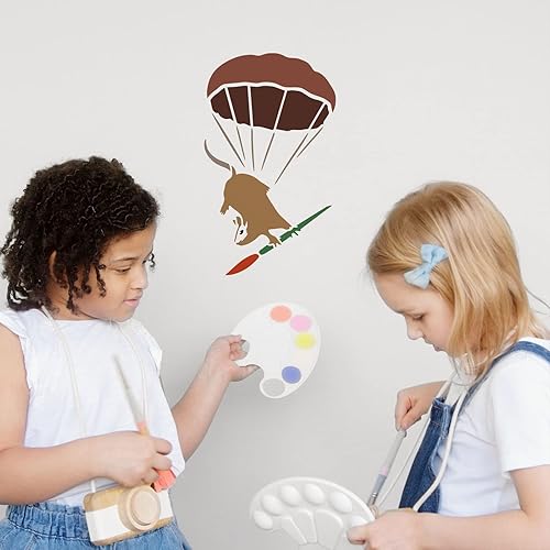 Miniatura 5 de FINGERINSPIRE Banksy - Plantilla de rata paraguda de 11.7 x 8.3 pulgadas, plantilla de plástico para pintar sobre madera, piso, pared y azulejos