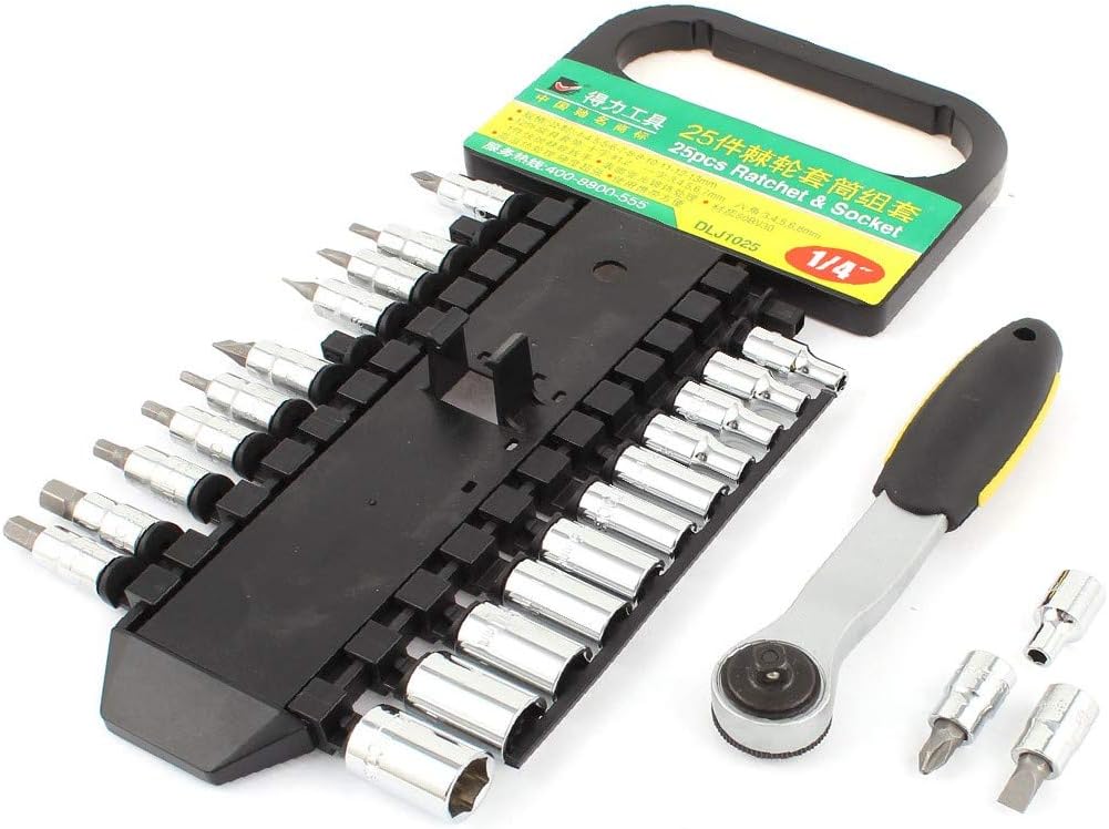 New Lon0167 Bike Metal Featured 1/4" Square Drive reliable efficacy Socket Bit Ratchet Wrench Tool Set 25 in 1(id:799 75 bd 954)