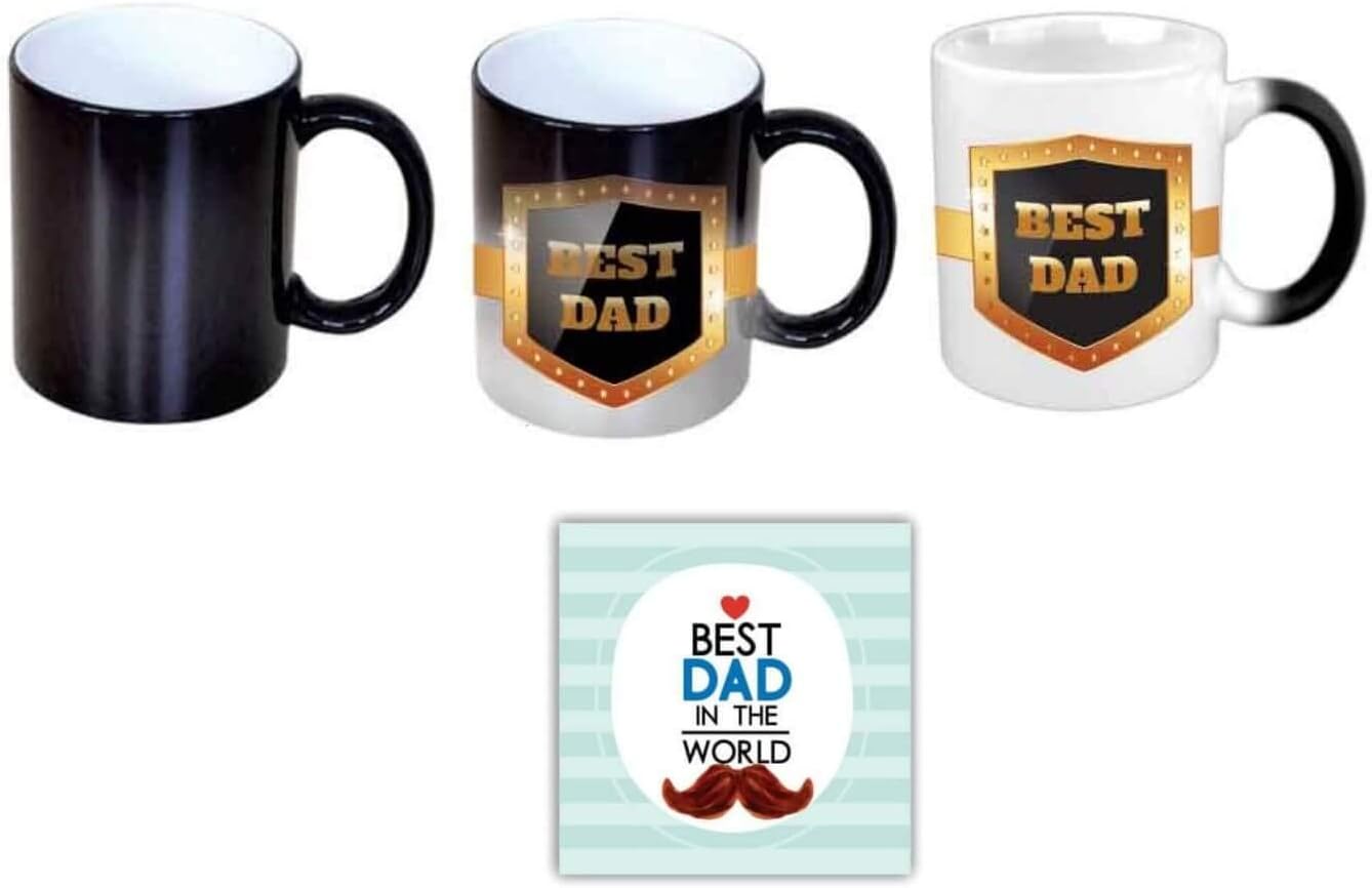 Birthday Gifts for Father, Best Dad Black Magic Mug, Coaster Set of 2 by Giftsmate
