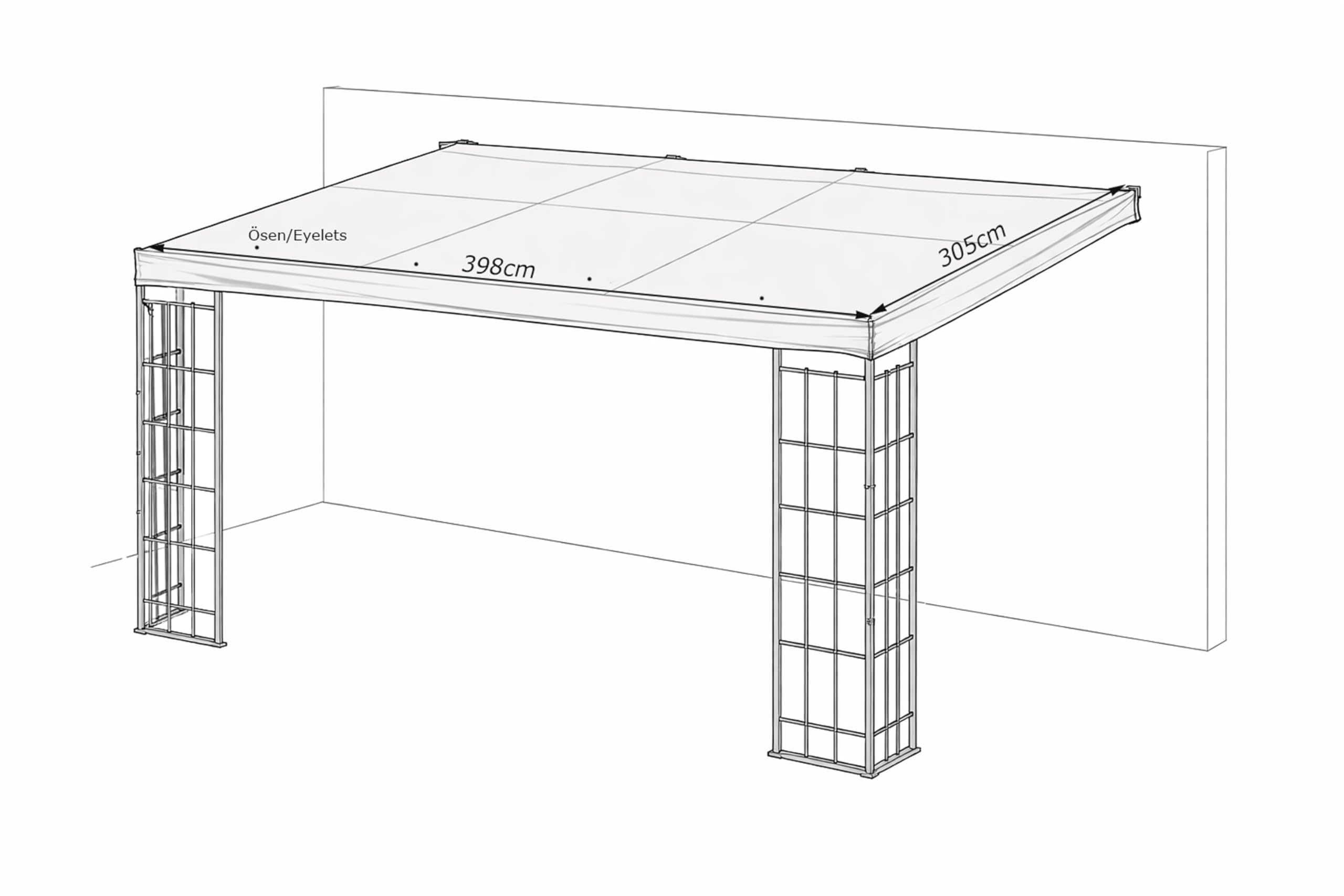 QUICK STAR Toit de Remplacement pour Tente Murale Pergola 3x4m Anthracite