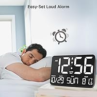 Vista 7 de Soobest Reloj digital con calendario de pared de gran pantalla con fecha, día de la semana, reloj despertador para escritorio de dormitorio