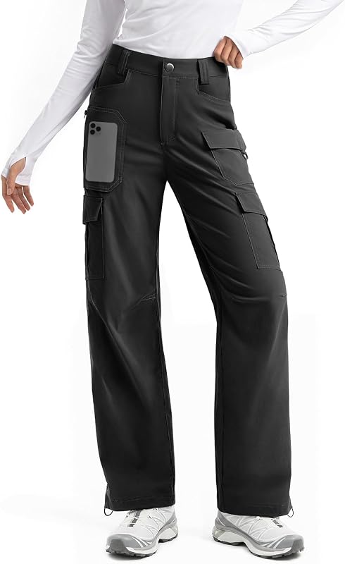 Moosehill Women's Hiking Cargo Pants: Lightweight Quick Dry | 8 Utility Pockets, 4-Way Stretch Wrinkle-resistant Nylon, Water-resistant, Straight fit,Travel