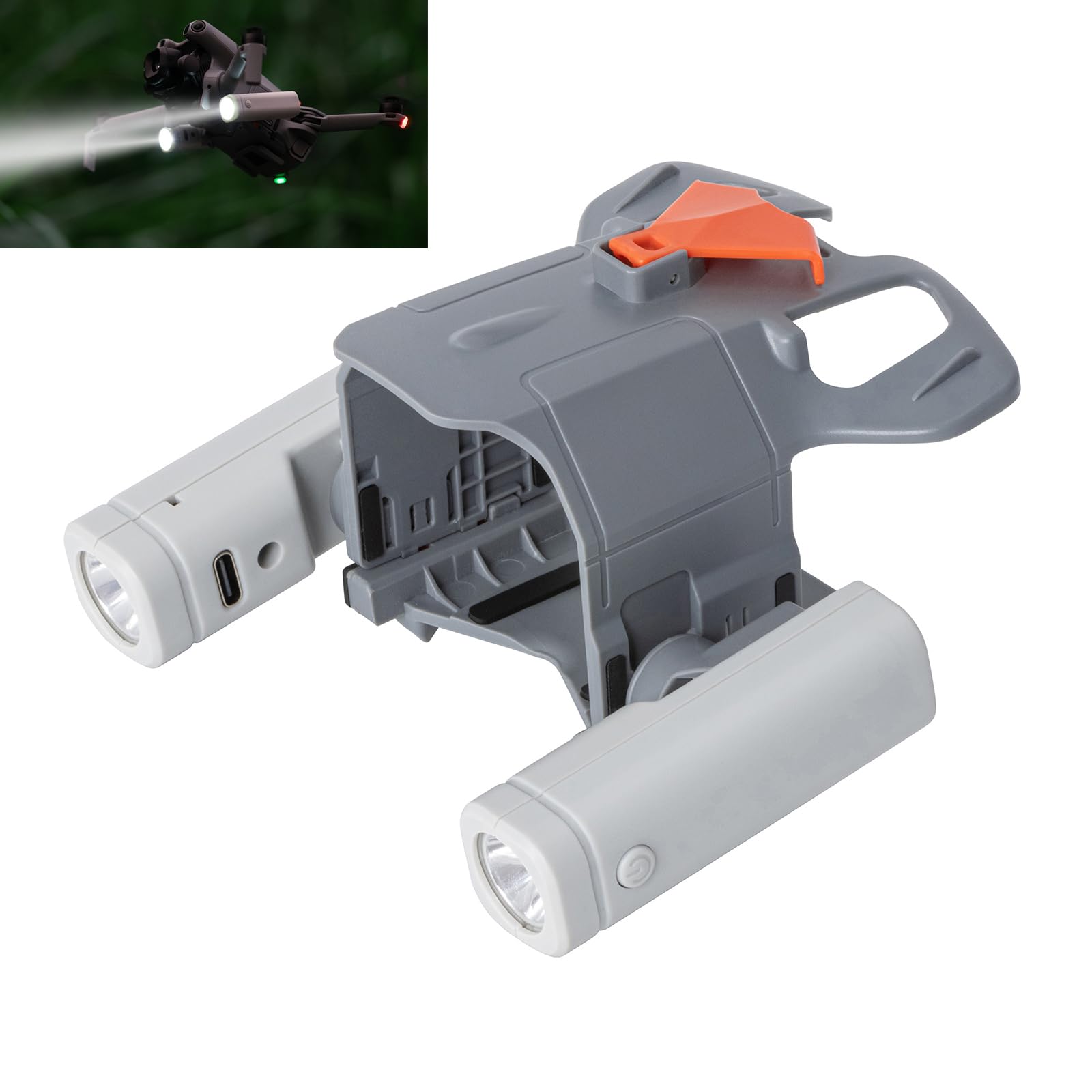 Mini5 Pro Drone Projecteur de recherche pour DJI Mini 5 Pro - Veilleuse rechargeable - Lumière double - Rotation à 360° - Modes multiples - Vol de nuit