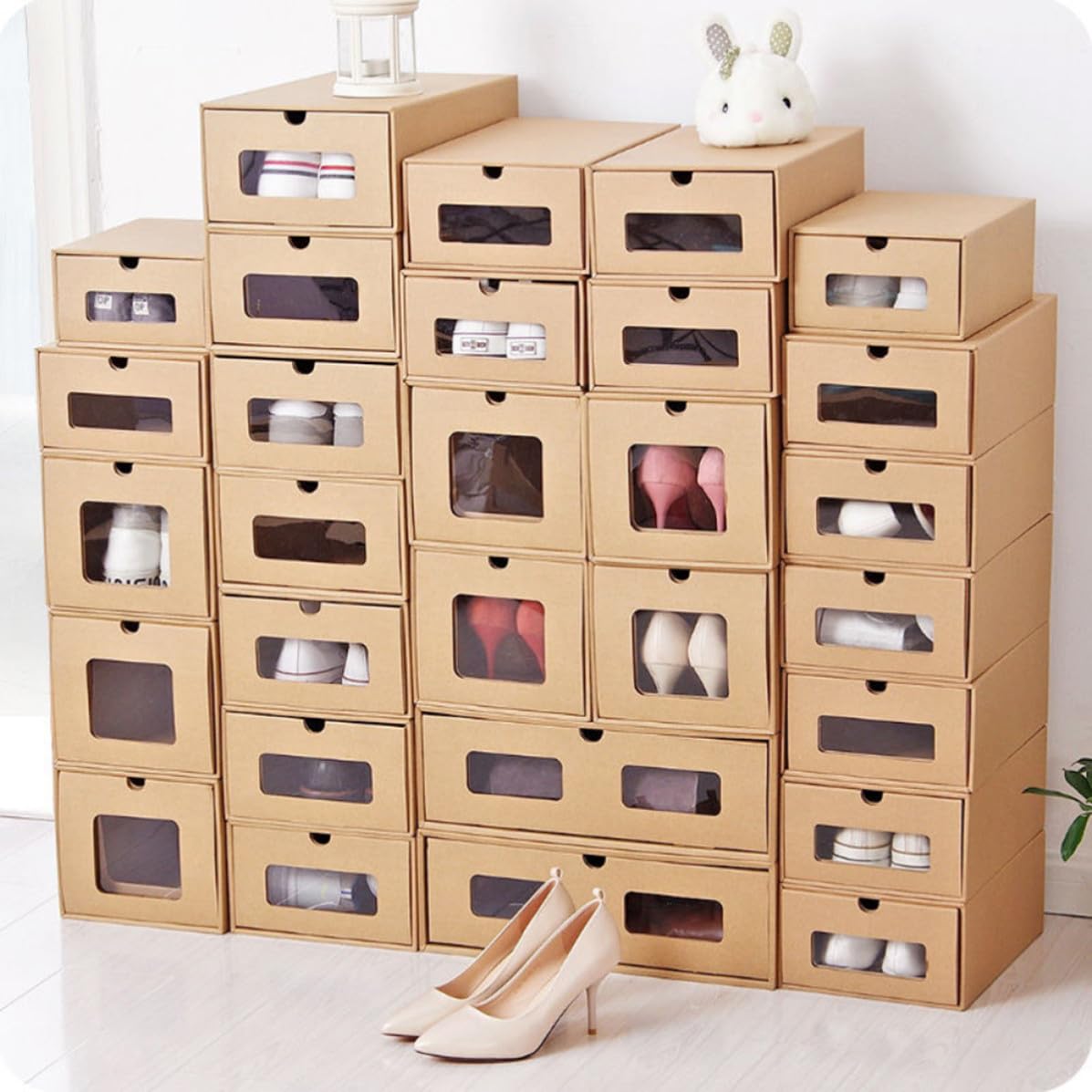 SOIMISS 6 Pezzi Scatola per Scarpe a Cassetto Trasparente in Carta, Grande